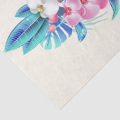 Exotische tropische bloemen in roze en Turquoise Tissuepapier (Detail)