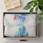 Exotische tropische bloemen in roze en Turquoise Tissuepapier (Geschenk)