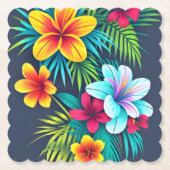 Exotische tropische bloemen kartonnen onderzetters (Voorkant)