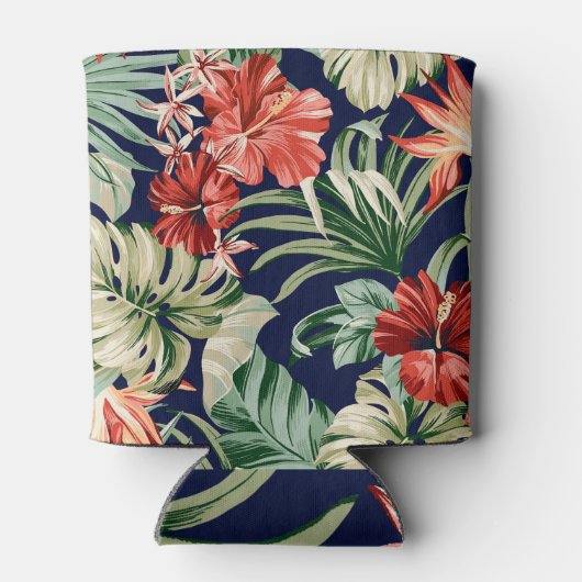 Exotische tropische bloemen kunstwerk. blikjeskoeler (Achterkant)