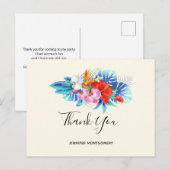 Exotische tropische bloemen - Roze & Aqua Dank u Briefkaart (Voorkant / Achterkant)