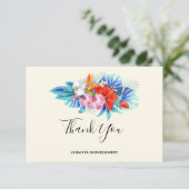 Exotische tropische bloemen - Roze en Aqua Bedankkaart (Staand voorkant)