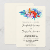 Exotische tropische bloemen - Roze en Aqua Weddens Kaart (Voorkant / Achterkant)