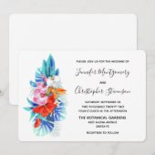 Exotische tropische bloemen - Roze en Aqua Weddens Kaart (Voorkant / Achterkant)