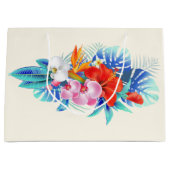 Exotische tropische bloemen - Roze en Aquamarine Groot Cadeauzakje (Voorkant)