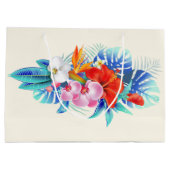 Exotische tropische bloemen - Roze en Aquamarine Groot Cadeauzakje (Achterkant)