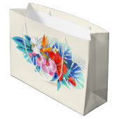 Exotische tropische bloemen - Roze en Aquamarine Groot Cadeauzakje (Achterkant Gekanteld)