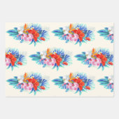 Exotische tropische bloemen - Roze en Aquamarine Inpakpapier Vel (Voorkant)