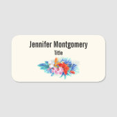 Exotische tropische bloemen - Roze en Aquamarine Naamplaatje (Voorkant)