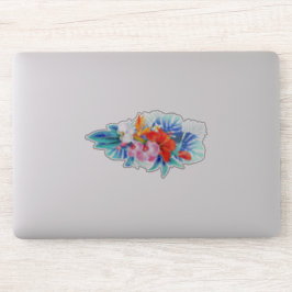 Exotische tropische bloemen - Roze en Aquamarine Sticker