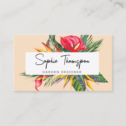 Exotische tropische bloemen visitekaartje (Voorkant)