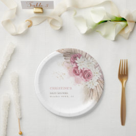 Exotische tropische boho roze roze Baby shower pap Papieren Bordje