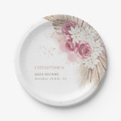 Exotische tropische boho roze roze Baby shower pap Papieren Bordje (Voorkant)