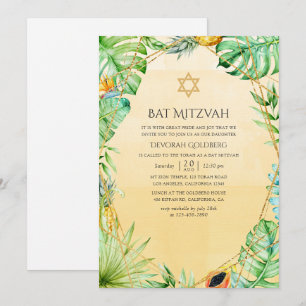 Exotische Tropische Geometrische Bat Mitzvah Kaart