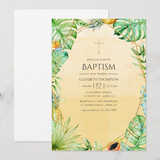 Exotische tropische geometrische doop kaart (Voorkant / Achterkant)