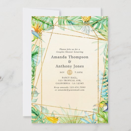 Exotische Tropische Geometrische Koppels Douchen Kaart (Voorkant)