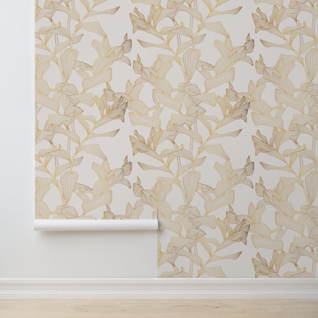 Exotische tropische gouden lijn illustratie. behang (Applicatie)