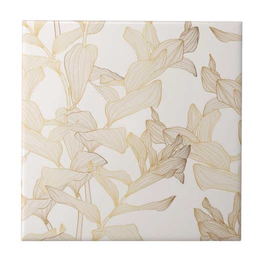 Exotische tropische gouden lijn illustratie. tegeltje (Voorkant)