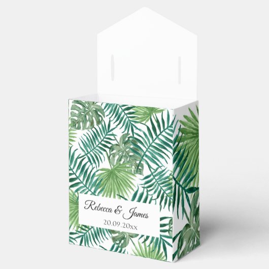 Exotische tropische groene strandbestemming bruilo bedankdoosjes (Geopend)