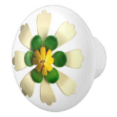 Exotische Tropische Hippie Daisy Bloem Wit Groen Keramische Knop (Rechts)