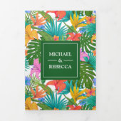 Exotische tropische kleurrijke tuin foto bruiloft drieluik uitnodiging (Cover)