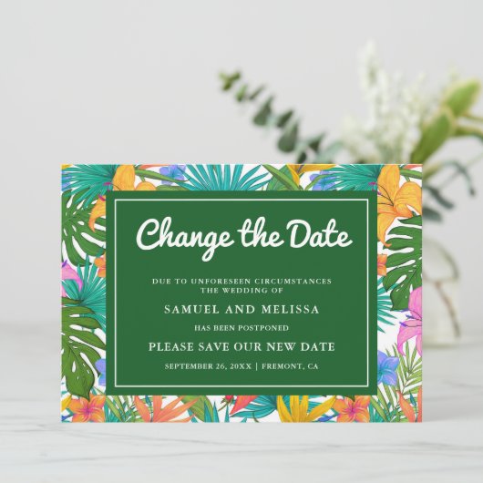 Exotische Tropische Kleurrijke Tuin Wijzigingsdatu Aankondiging (Staand voorkant)