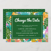 Exotische Tropische Kleurrijke Tuin Wijzigingsdatu Aankondiging (Voorkant / Achterkant)