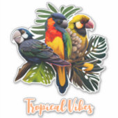 Exotische tropische kleurrijke tuinvogels sticker (Voorkant)