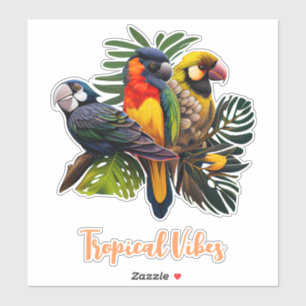 Exotische tropische kleurrijke tuinvogels sticker