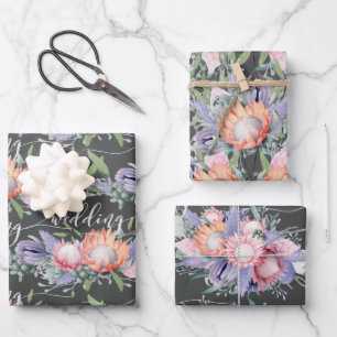 Exotische Tropische Koning Protea Waterverf Flower Inpakpapier Vel