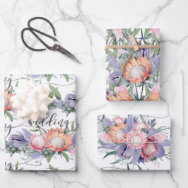 Exotische Tropische Koning Protea Waterverf Flower Inpakpapier Vel