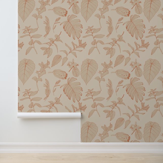 Exotische tropische lijn illustratie. behang (Applicatie)