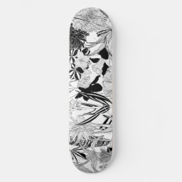 Exotische tropische lijn illustratie. persoonlijk skateboard