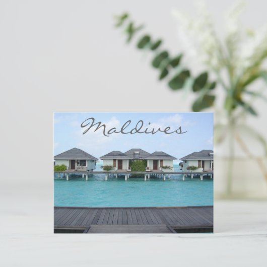 Exotische Tropische Maldiven Beach Bungalow Briefkaart (Staand voorkant)