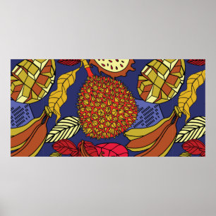 Exotische tropische mix van vruchten. Helderbloemn Poster