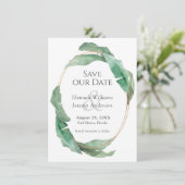 Exotische tropische olievlek met opslagdatum save the date (Staand voorkant)