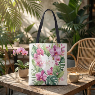 Exotische Tropische Orchidee Waterverf Bloemhart Tote Bag