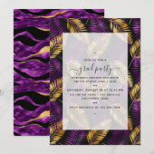 Exotische Tropische Paarse en Gold Graduation Part Kaart (Voorkant / Achterkant)