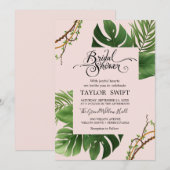 exotische tropische palm | Blush Vrijgezellenfeest Kaart (Voorkant / Achterkant)