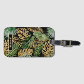 Exotische tropische palm laat faux Gold Glitter-na Bagagelabel (Voorkant (horizontaal))