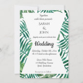 Exotische tropische palm laat groen bruiloft over kaart (Voorkant)