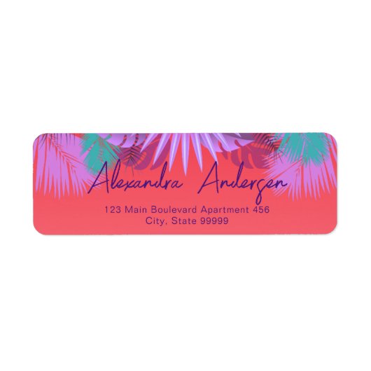 Exotische Tropische palm laat stijlvol Script Labe Etiket (Voorkant)