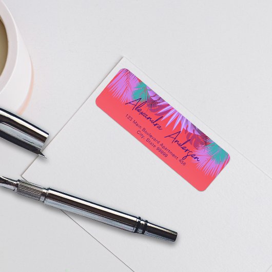 Exotische Tropische palm laat stijlvol Script Labe Etiket