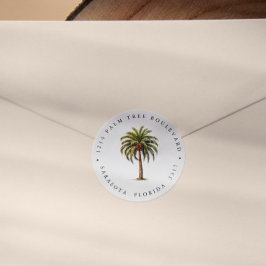 EXOTISCHE TROPISCHE PALM TREE ISLAND Retouradres Ronde Sticker