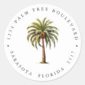 EXOTISCHE TROPISCHE PALM TREE ISLAND Retouradres Ronde Sticker (Voorkant)