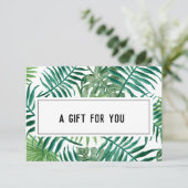Exotische Tropische palmbladeren Witte cadeaubon (Staand voorkant)