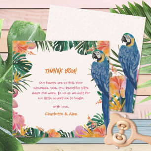 Exotische Tropische Papegaai Jungle Baby Shower Bedankkaart