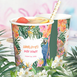 Exotische Tropische Papegaai Jungle Baby Shower Papieren Bekers