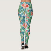 Exotische tropische rode Hibiscus Hawaiiaanse Wate Leggings (Achterkant)