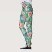 Exotische tropische rode Hibiscus Hawaiiaanse Wate Leggings (Links)